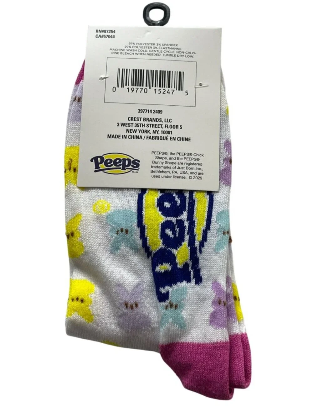 Peeps Bunny Crew Socks Easter Candy Pastel Women's 5-9 NWT